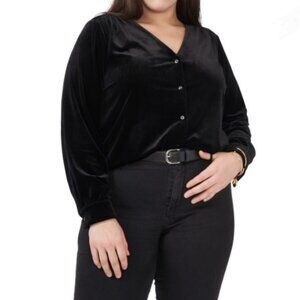 1. State Women's Velour Velvet Long Sleeve Button Up Cardigan Stretch Top 2X